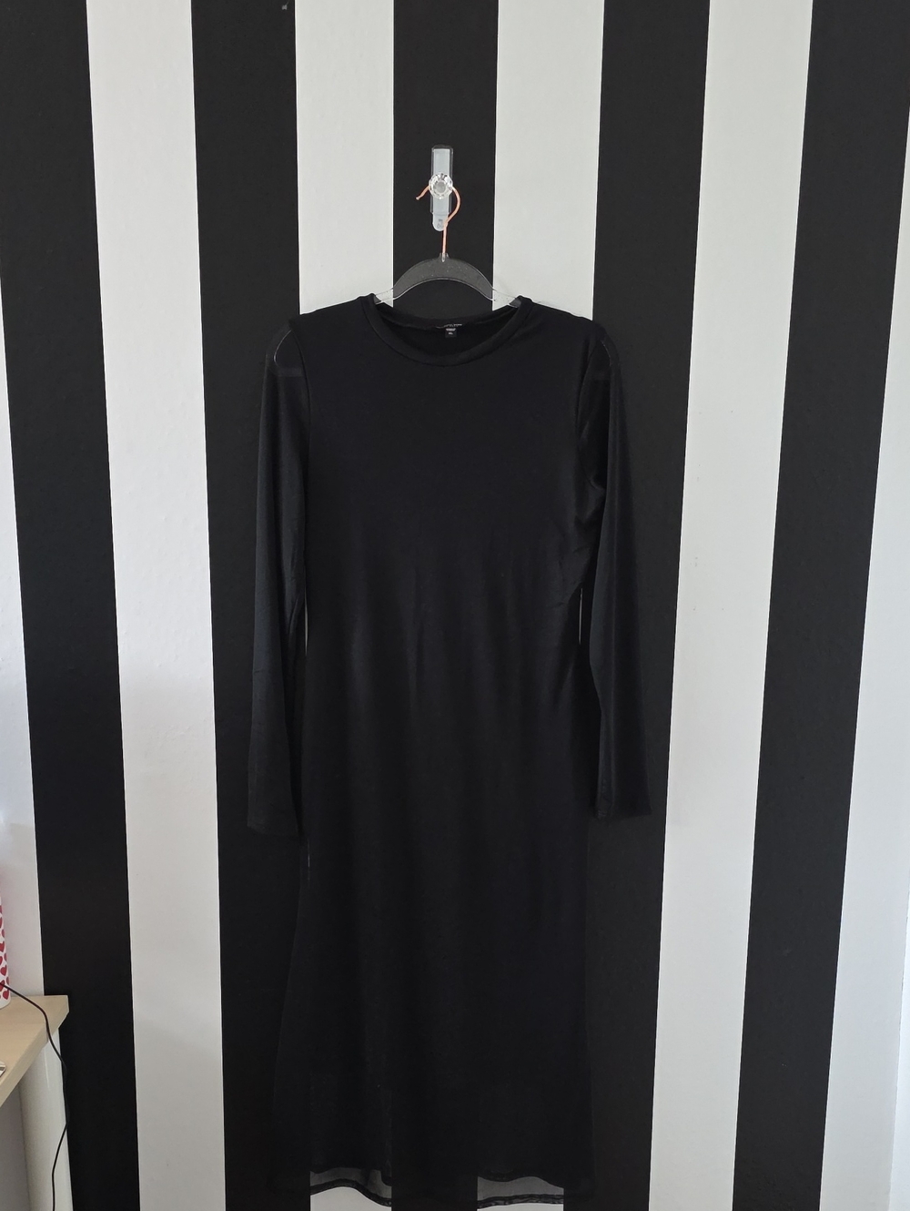 See You Monday Black Long-Sleeve Midi Dress